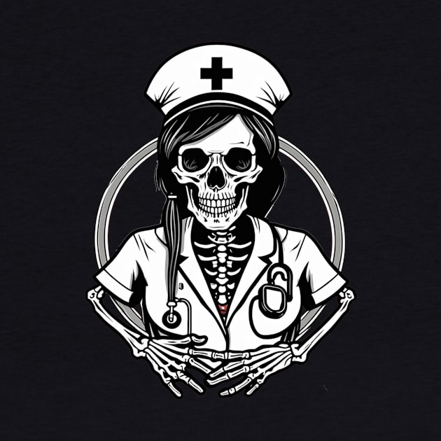 Skeleton nurse practitioner registered nurse halloween design by Edgi